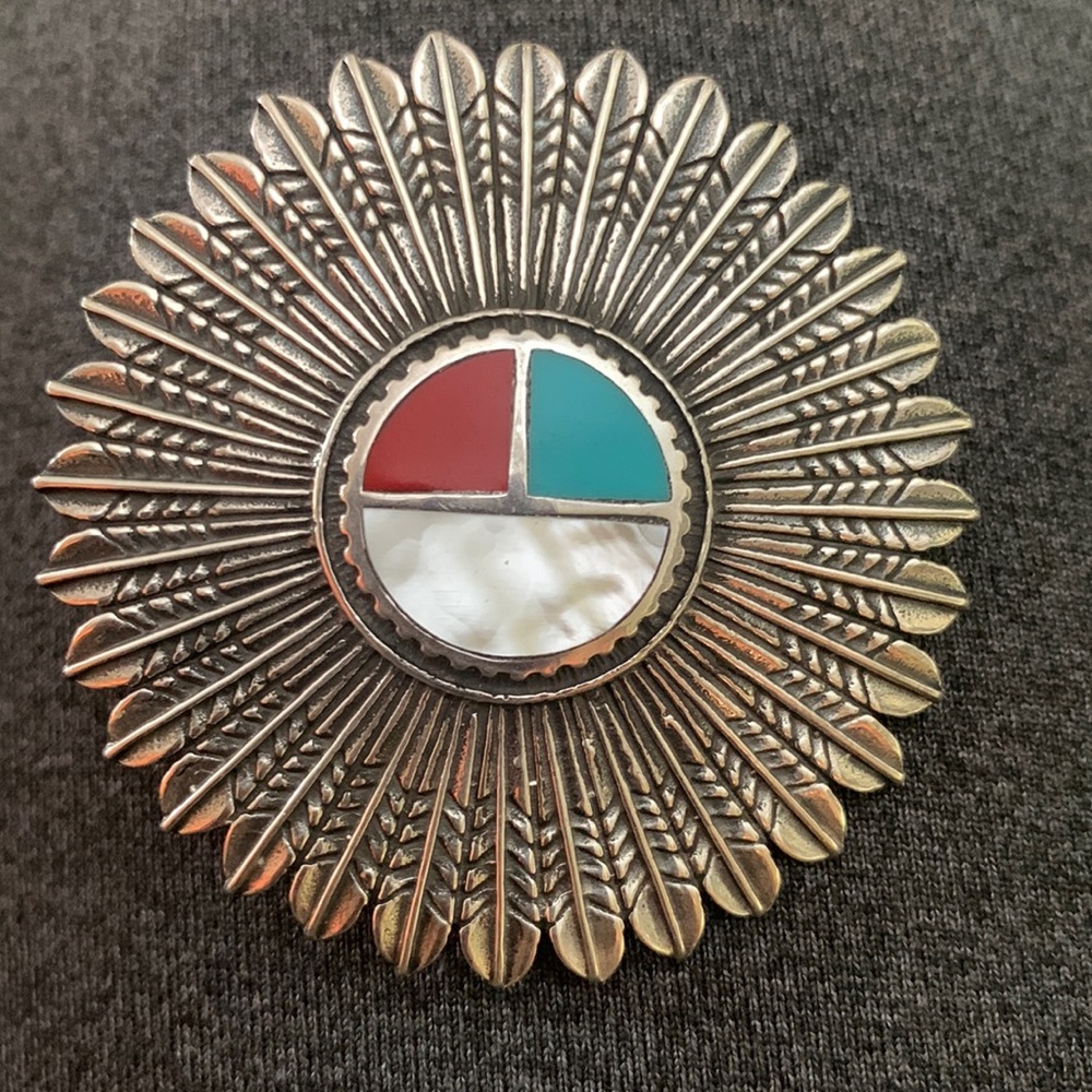 Vintage Silver and Multicolor Brooch
